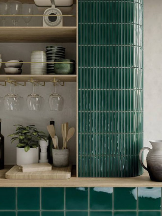 Carrelage Douceur Vert Sapin Brillant - 12.5x25cm - FV2702076