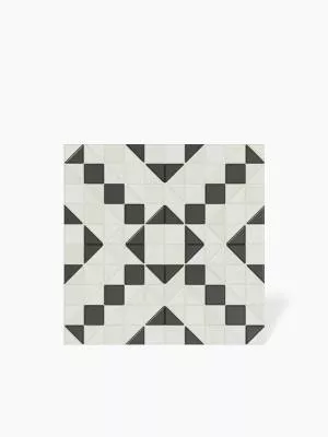 Carrelage Imitation Mosaïque Blanc et Noir - 28x28cm - FV2702095
