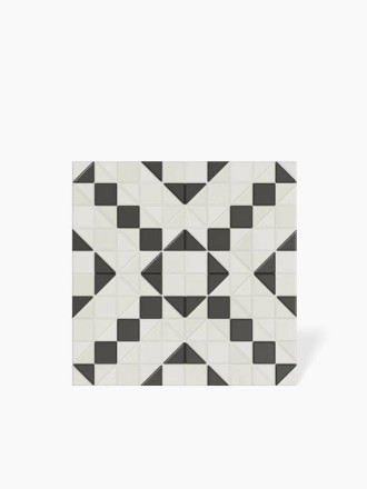 Carrelage Imitation Mosaïque Blanc et Noir - 28x28cm - FV2702095