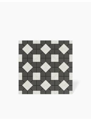 Carrelage Imitation Mosaïque Blanc et Noir - 28x28cm - FV2702095