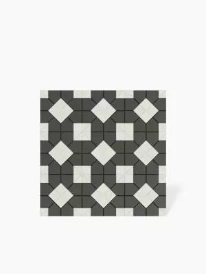 Carrelage Imitation Mosaïque Effet Cabochon Noir et Blanc - 28x28cm - FV2702097