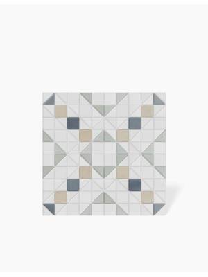 Carrelage Imitation Mosaïque Motif Croix Bleu, Vert et Beige - 28x28cm - FV2702100