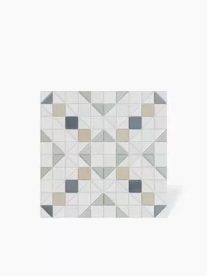 Carrelage Imitation Mosaïque Motif Croix Bleu, Vert et Beige - 28x28cm - FV2702100