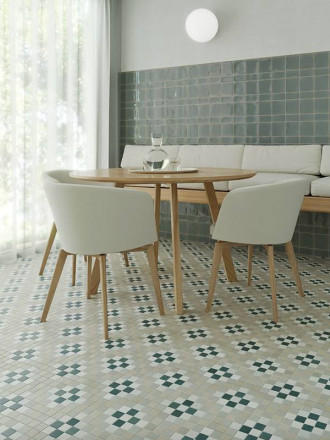 Carrelage Imitation Mosaïque Blanc et Noir - 28x28cm - FV2702095