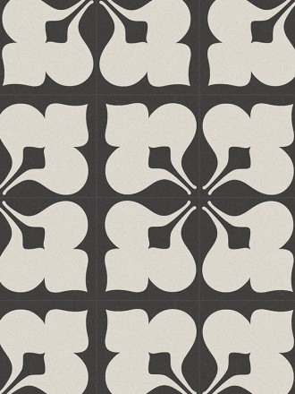 Carrelage Floral Noir et Blanc Poli - 119.3x119.3cm - FV2702136