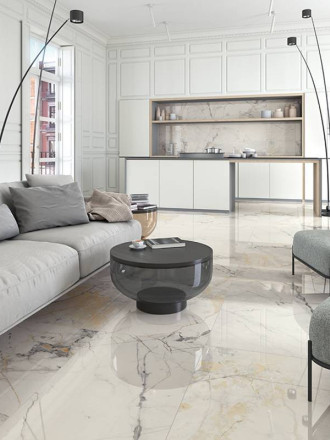 Carrelage Imitation Marbre Blanc rectifié - 60x120cm - FV2702154