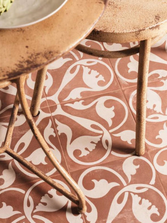 Carrelage Prédécoupé à Motif Floral Bordeaux - 45x45cm - FV2702159