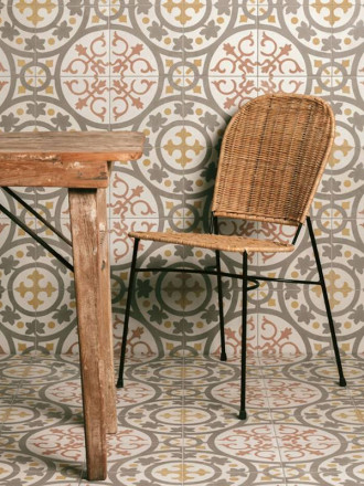 Carrelage Prédécoupé à Motif Floral Bordeaux - 45x45cm - FV2702159