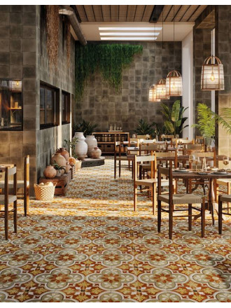 Carrelage Prédécoupé à Motif Floral Bordeaux - 45x45cm - FV2702159