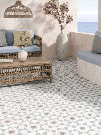 Carrelage Tara Fleur Bleue -  22.3x22.3cm - FV2702168