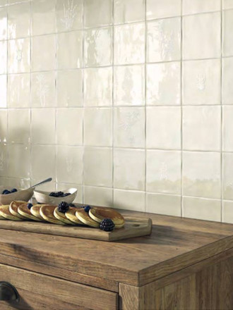 Carrelage Faience Blanc Perle Fleur - 13x13cm - FV2702119