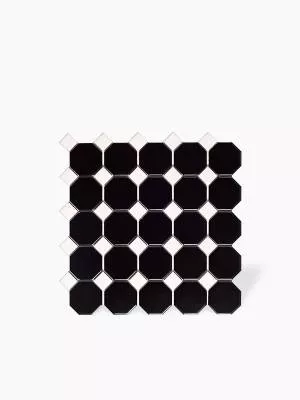 Carrelage Cabochon Sur Maille - Noir et Blanc - 29.5x29.5cm - FV2702217