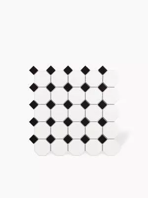 Carrelage Cabochon Sur Maille - Blanc et Noir - 29.5x29.5cm - FV2702218