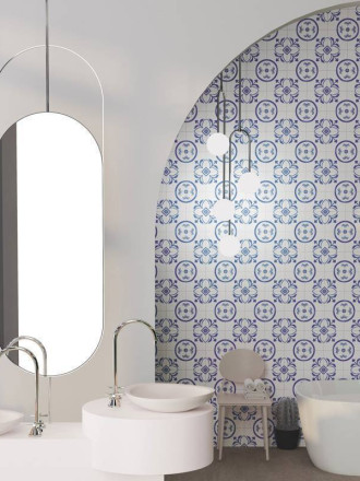 Carrelage Sol et Mur Motif Floral 2 Bleu Ciel - 15x15cm - FV2702249