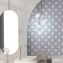 Carrelage Sol et Mur Motif Floral 2 Bleu Ciel - 15x15cm - FV2702249
