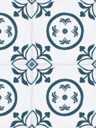 Carrelage Sol et Mur Motif Floral 2 Bleu Foncé - 15x15cm - FV2702253
