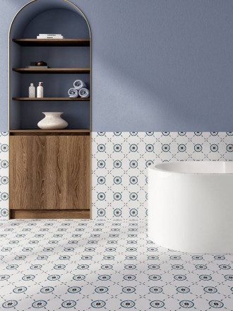 Carrelage Sol et Mur Fleur 05 Bleu Foncé - 15x15cm - FV2702266