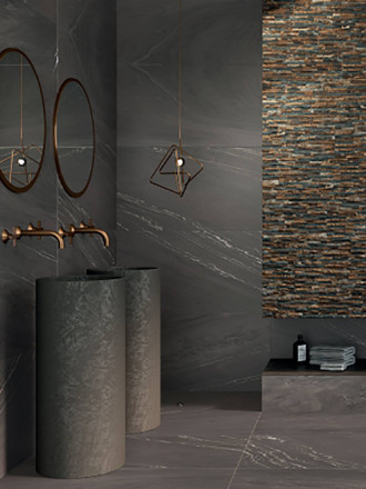 Carrelage Livigno Aspect Marbre Noir Charbon - 60x120cm - FV2702247