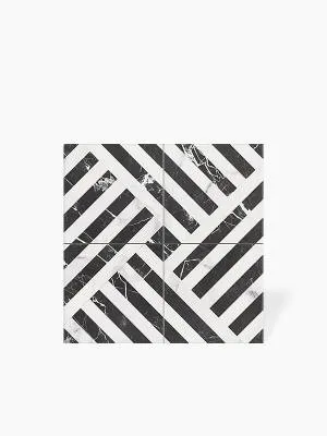 Carrelage Marbré Noir et Blanc - 44x44cm - FV2702385