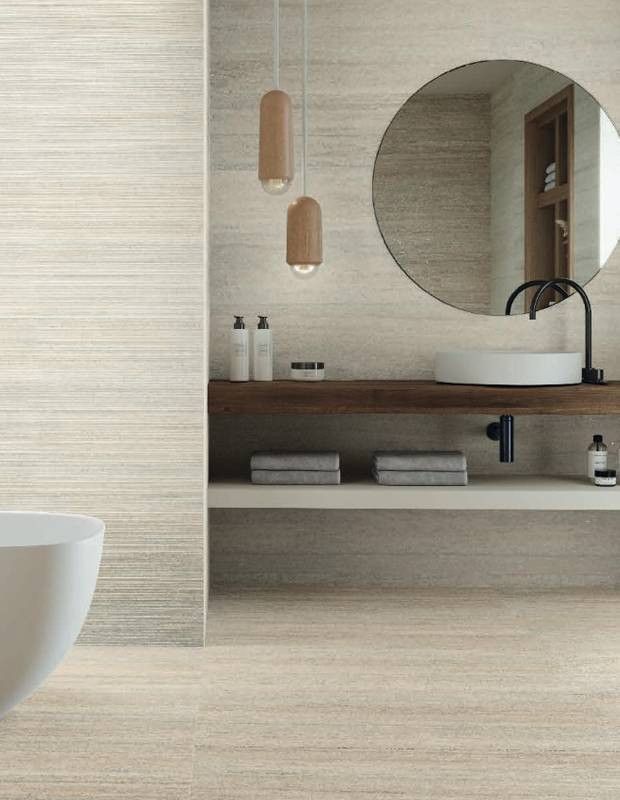 Carrelage Travertin Blanc Satiné et Rectifié - 62x120cm - FV2702396