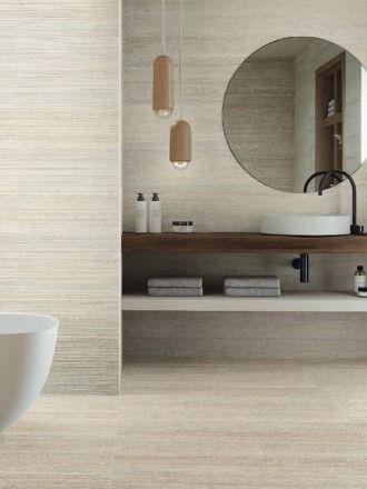 Carrelage Travertin Blanc Satiné et Rectifié - 62x120cm - FV2702396