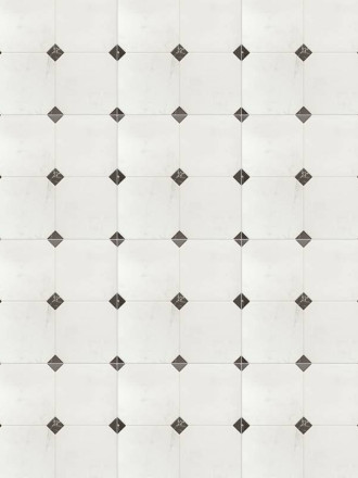 Carrelage pour Sol - Blanc avec Cabochon Noir - 58x58cm - FV2702401