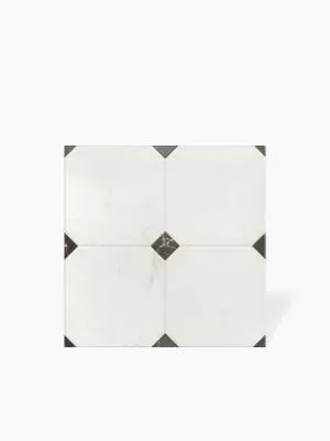Carrelage pour Sol - Marbre Blanc avec Cabochon Noir - 58x58cm - FV2702402
