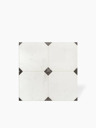 Carrelage pour Sol - Marbre Blanc avec Cabochon Noir - 58x58cm - FV2702402