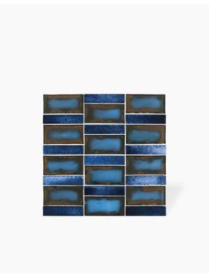 Carrelage Mural Bleu Métallisé Style Plaquette - 30x30cm - FV2702472