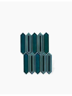 Carrelage Murcia - Plaquette Losange sur Maille Bleu Canard Brillant - 25.3x35.3cm - FV2702481