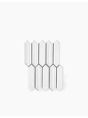 Carrelage Murcia - Plaquette Losange sur Maille Blanc Brillant - 25.3x35.3cm - FV2702482