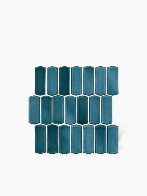 Carrelage Murcia - Plaquette Losange sur Maille Bleu Canard Brillant - 25.3x35.3cm - FV2702481