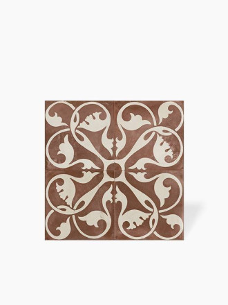 Carrelage Prédécoupé à Motif Floral Bordeaux - 45x45cm - FV2702159
