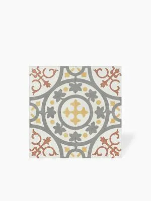 Carrelage Prédécoupé à Motif Floral Bordeaux - 45x45cm - FV2702159