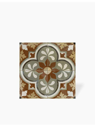 Carrelage Prédécoupé à Motif Floral Bordeaux - 45x45cm - FV2702159