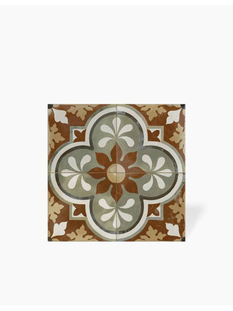 Carrelage Prédécoupé à Motif Floral Bordeaux - 45x45cm - FV2702159