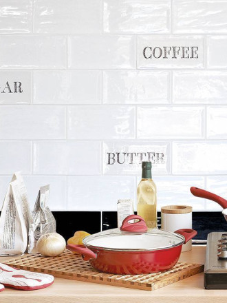 Carrelage Métro Blanc Mix Mots Cuisine - 10x20cm - FV2702525