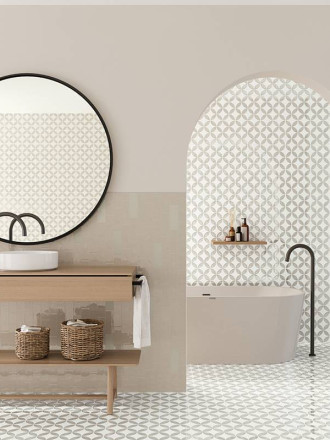 Carrelage Maya Pétales de Fleur Gris - 22.3x22.3cm - FV2702179