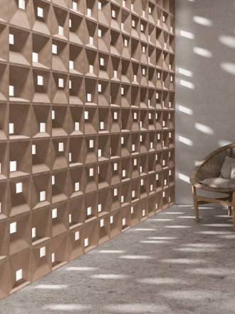 Claustra Douala Terracotta - Quadratische Wandfliese