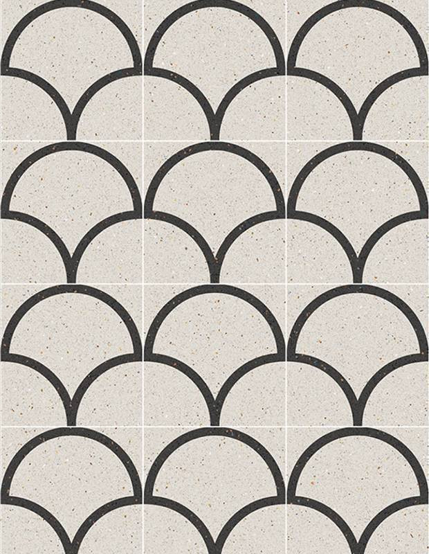 Carrelage Motif Ecaille Aspect Terrazzo Blanc 20x20cm - R10 - FV2702140