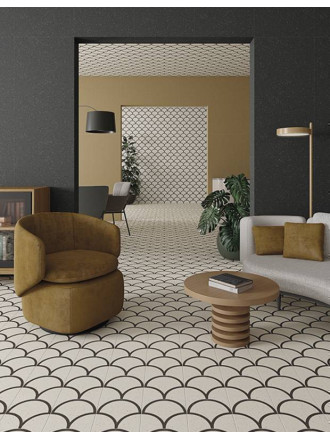 Carrelage Motif Ecaille Aspect Terrazzo Blanc 20x20cm - R10 - FV2702140