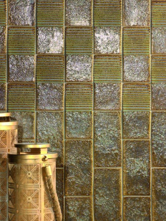 Carrelage Mural Groovy Relief Ocre Nacré - 10x20cm - DC2025020