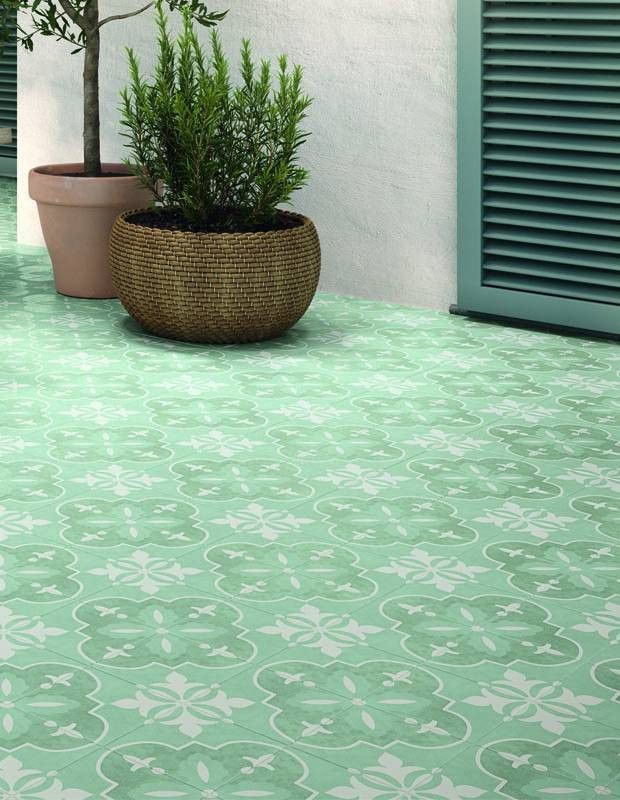 Carrelage Nouma Vert d'Eau - Grès Cérame pour sol et mur - 15x15cm - DC2025053