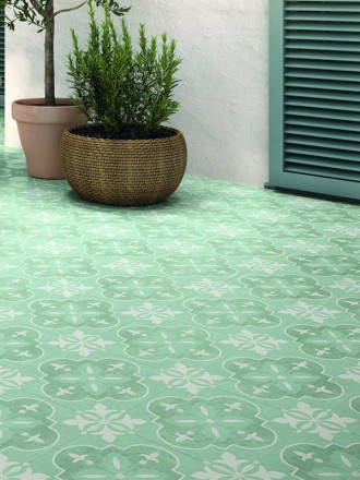 Carrelage Nouma Vert d'Eau - Grès Cérame pour sol et mur - 15x15cm - DC2025053