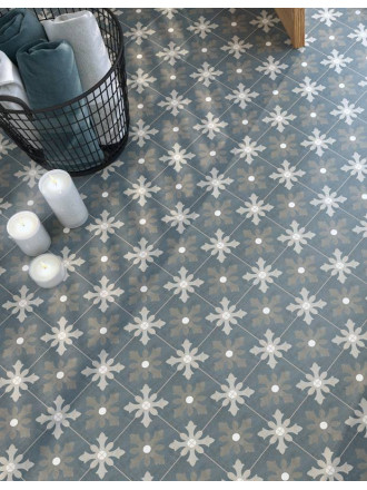 Carrezlage Dinaia Bleu et Gris - Grès Cérame pour sol et mur - 15x15cm - DC2025056