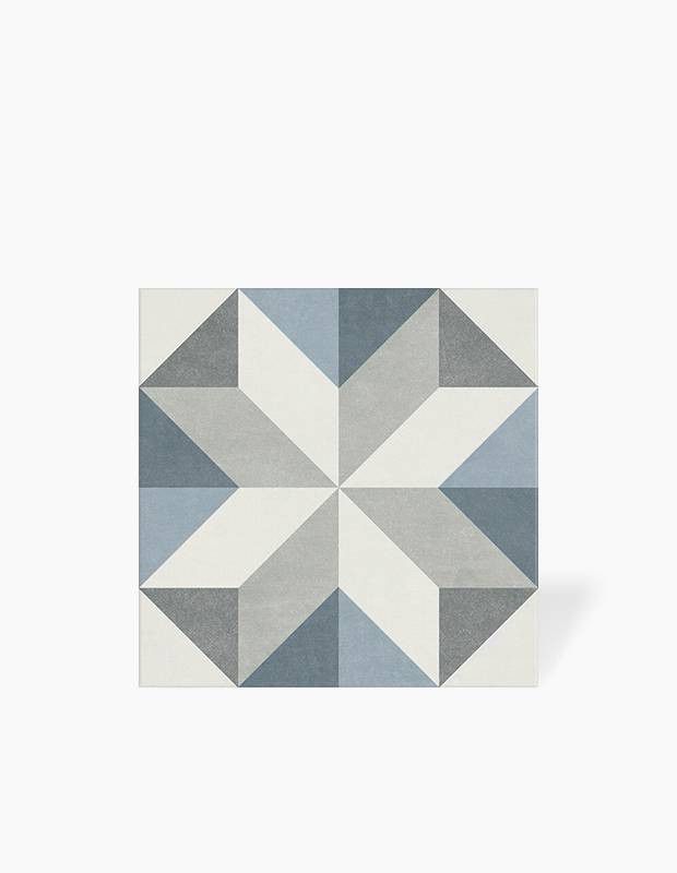 Carrelage Dinaia 2 - Bleu et Gris - Grès Cérame pour sol et mur - 15x15cm - DC2025057