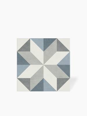 Carrelage Dinaia 2 - Bleu et Gris - Grès Cérame pour sol et mur - 15x15cm - DC2025057