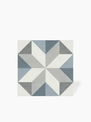 Carrelage Dinaia 2 - Bleu et Gris - Grès Cérame pour sol et mur - 15x15cm - DC2025057