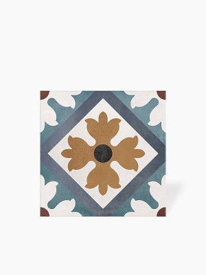Carrelage Karolina -  Bleu et Ocre  - Grès Cérame pour sol et mur - 15x15cm - DC2025060 