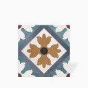 Carrelage Karolina -  Bleu et Ocre  - Grès Cérame pour sol et mur - 15x15cm - DC2025060